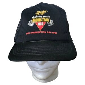 Vintage Miller Racing Team Indy Carburetion Day 1993 Black Trucker Snapback